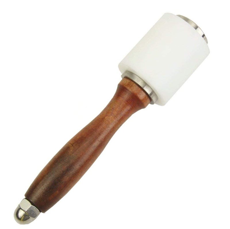 Evwoge Nylon Head Leather Carving Hammer Mallet For Leatherwork Leather Cowhide Sew Club DIY Leathercraft Wooden Mallet Wood Handle (I-Head) - Image 1